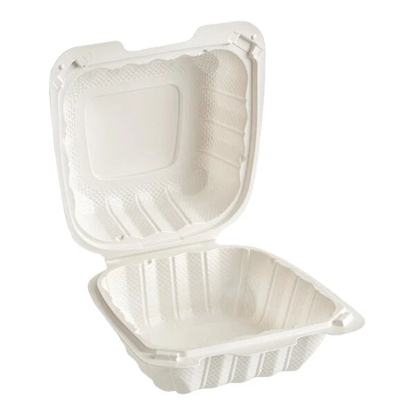PP Plastic Hinged Container 6x6 White - (RL-PP-66W)