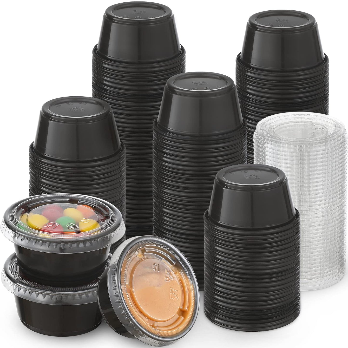 Disposable Plastic 2oz Portion Cup with lids Black - (RL-DPPCL-2-BLK)