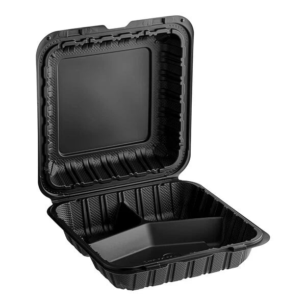 PP Plastic Hinged Container 8x8x3 Black - (RL-PP-883-B)