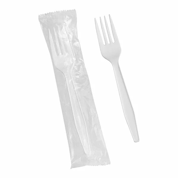 Heavy Weight Plastic Fork White Individually Wrapped - (RL-HWPFWIW)