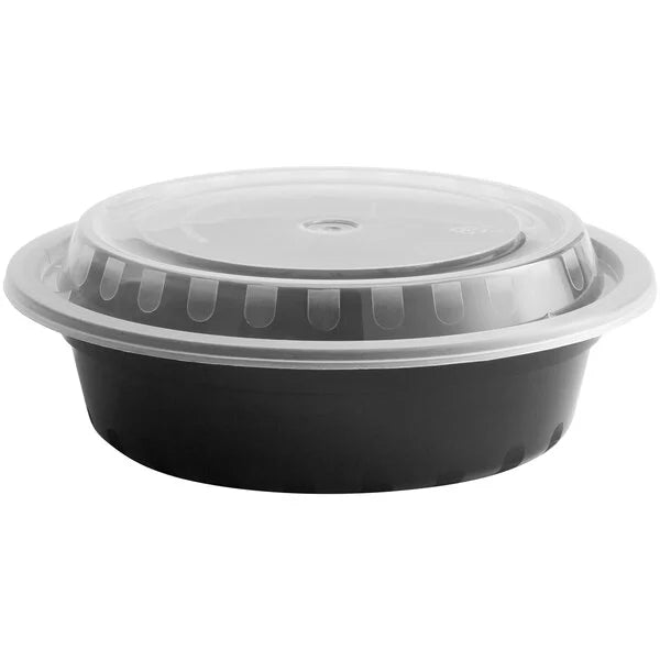Round Food Container with Lid 16oz Black (RL-RFC-16)