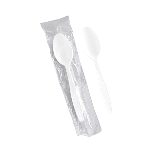 Heavy Weight Plastic Tea Spoons White Individually Wrapped - (RL-HWPTSWIW)