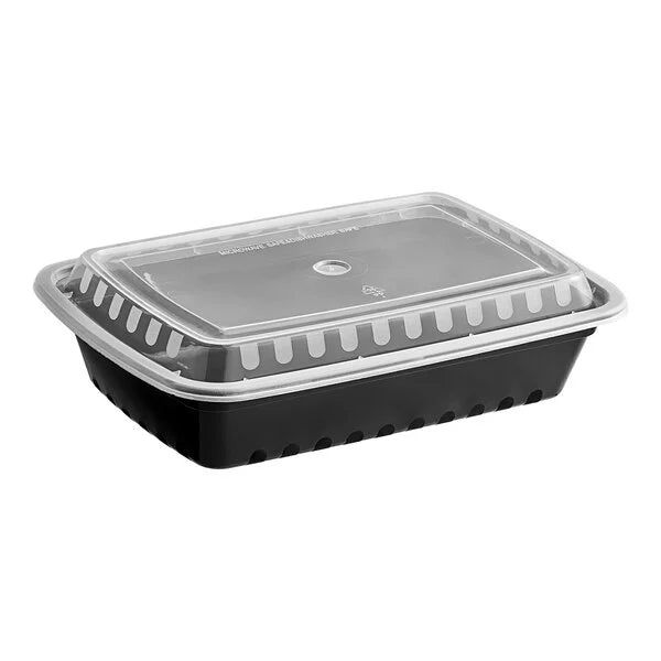 Rectangle Food Container with Lid 38oz Black (RL-RECFC-38B)