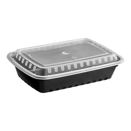 Rectangle Food Container with Lid 38oz Black (RL-RECFC-38B)