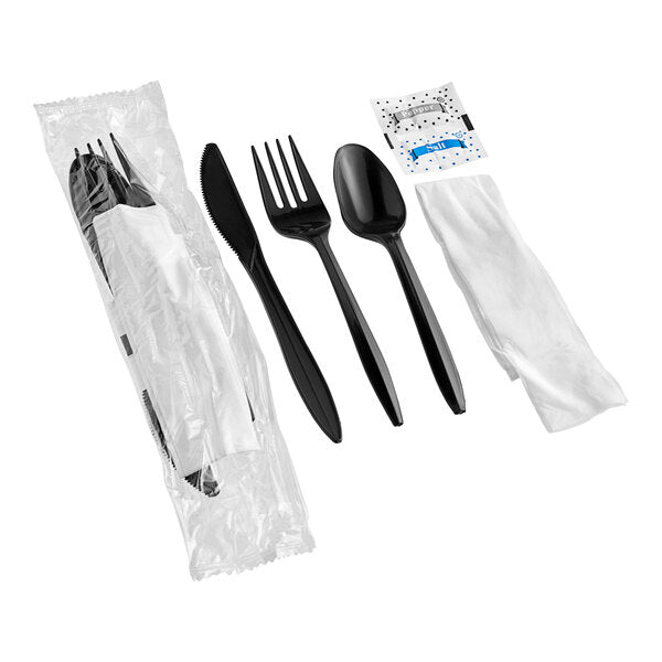 Wrapped Plastic Cutlery Pack with Napkin/Salt/Pepper - (RL-WPCPNSP-M)