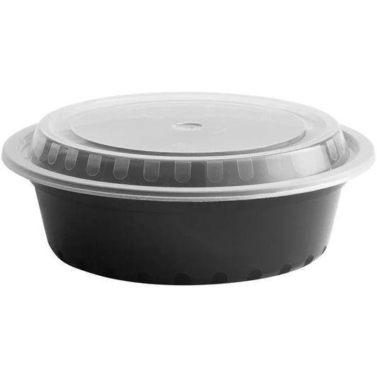Round Food Container with Lid 32oz Black (RL-RFC-32)