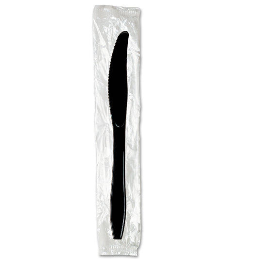 Heavy Weight Plastic Knife Black Individually Wrapped - (RL-HWPKBIW)