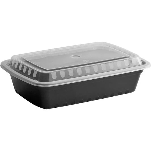 Rectangle Food Container with Lid 38oz Black (RL-RECFC-38B)