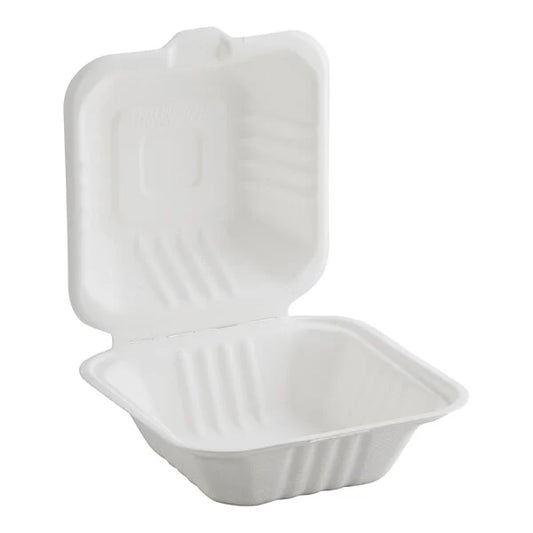 Bagasse Clamshell Take-Out Container 6x6x3 - (RL-BCL-663)